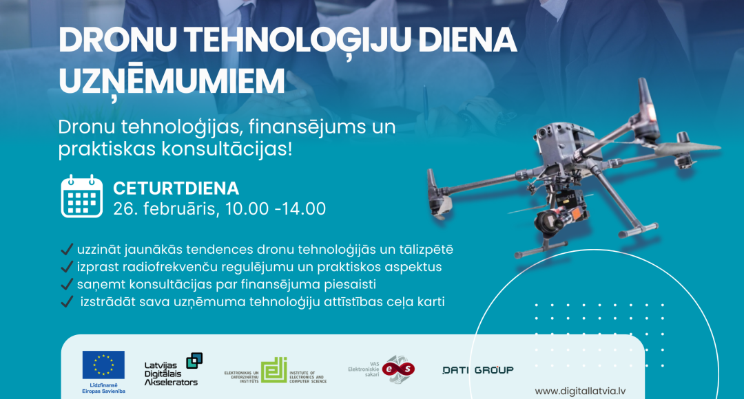 Dronu tehnoloģiju diena uzņēmumiem