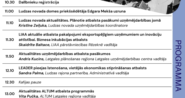 Latgales uzņēmēji aicināti uz informatīvu pasākumu Ludzā par atbalsta iespējām uzņēmējdarbībā