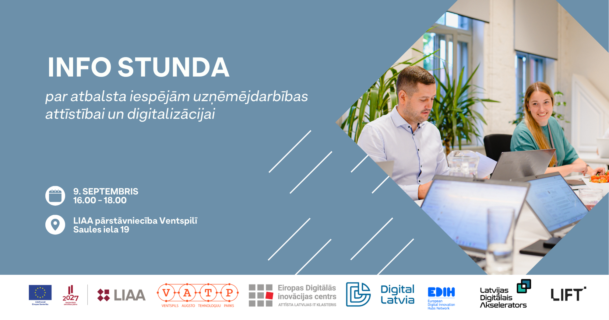 Info stunda par atbalsta iespējām uzņēmējdarbības attīstībai un digitalizācijai Ventspilī